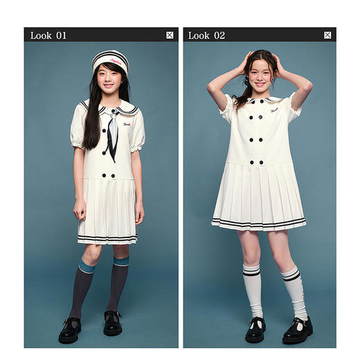 笛莎Deesha青少年女童连衣裙2025夏季女童翻领棉布连衣裙 商品图3