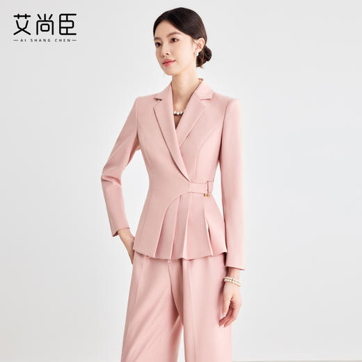 艾尚臣粉色西装外套女2025新款职业套装珠宝店酒店前台正装工作服 商品图0