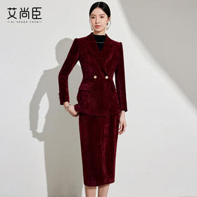 灯芯绒西装外套女设计感秋冬年会红色新款复古港风高级感气质西服