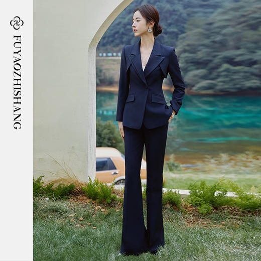 FUYAO扶摇 国风西装外套女2025新款改良斜襟唐装中式上衣修身西服 商品图2