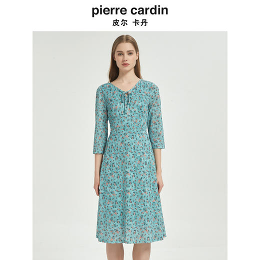 皮尔卡丹女装时尚时尚田园碎花清新修身连衣裙C51DL020G1 商品图0
