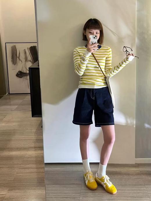 春天明媚刺绣爱心绵羊毛混纺棉针织条纹衫 商品图11