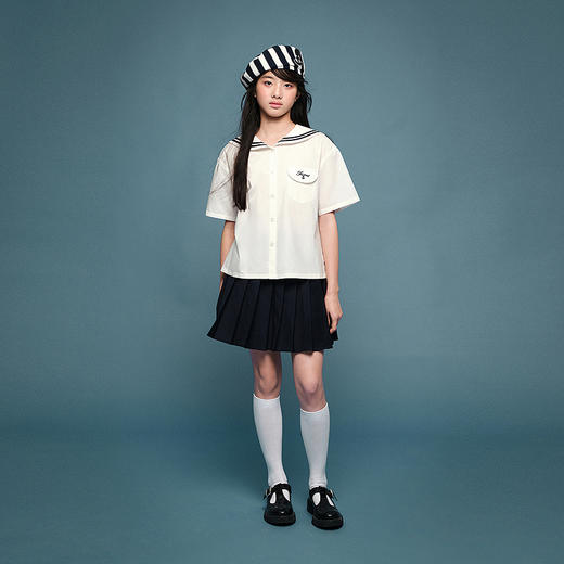 笛莎Deesha青少年女童衬衫2025夏季女童海军领衬衫 商品图1