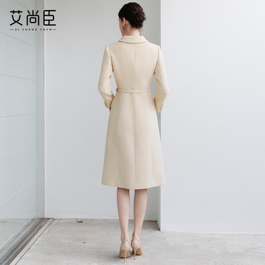 艾尚臣法式复古小香风方领连衣裙女2024冬装赫本风高级感中长裙子 商品图4