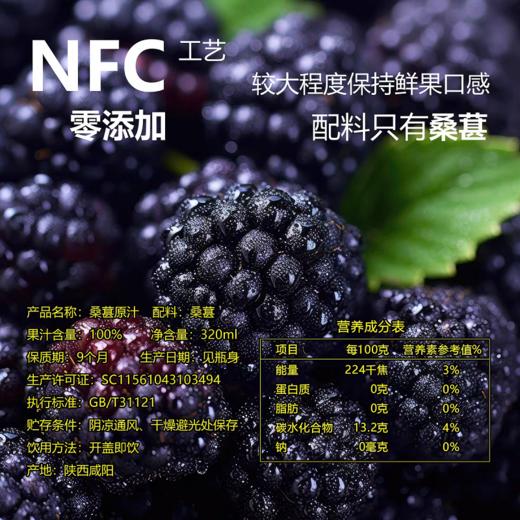 厚珍万物 非浓缩鲜榨桑葚原汁不加水 纯鲜果原榨果汁含量100%新鲜果蔬汁 0添加0脂肪健康无负担 商品图5