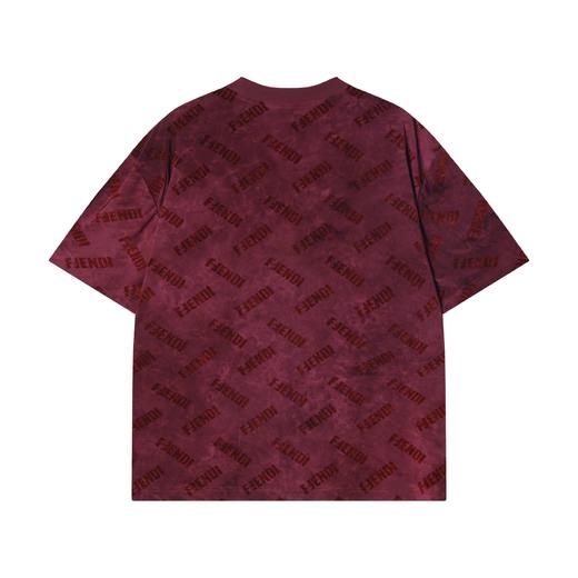 T2639夏季高级感新款扎染绒面印花字母圆领短袖T恤宽松潮流套头上衣 商品图5