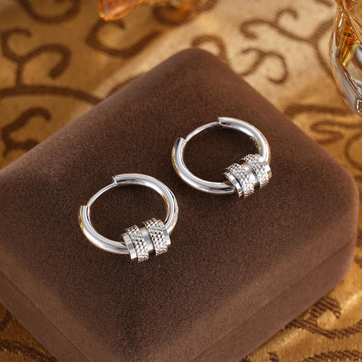 子佩集S925银【温柔晚晚】耳环【EZ-1587】纯银原创2扣环圆环2502 商品图2