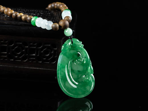 XY0039原创沉香+翡翠满果绿如意挂件 商品图4