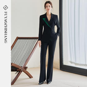 FUYAO扶摇 黑色新中式高定轻奢西装套装女国风气质修身西服两件套