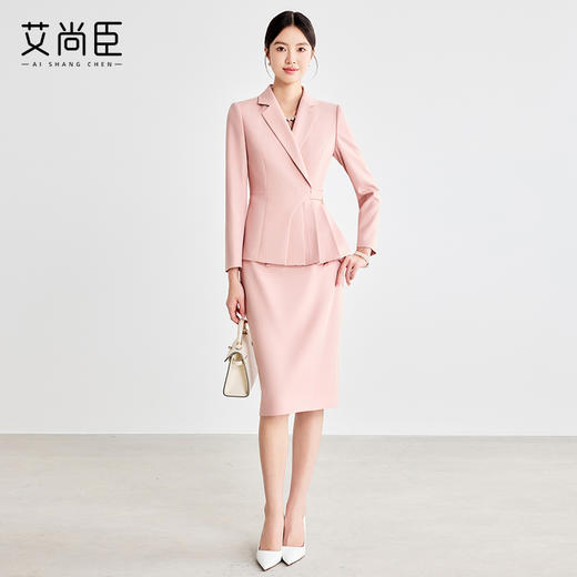 艾尚臣粉色西装套装裙高级感职业装正装气质女神范美容院工作服春 商品图2
