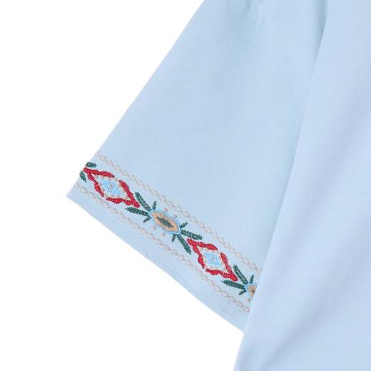 6690早春新款时尚个性重工刺绣袖边爱心印花圆领短袖T恤百搭休闲上衣 商品图3