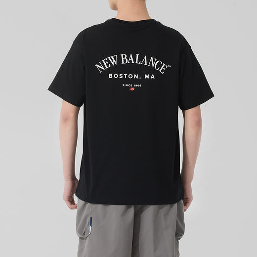 New Balance纽巴伦 男士黑色全棉短袖T恤 商品图2