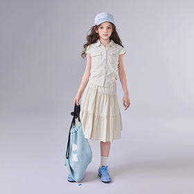 笛莎Deesha 童装女童套装2025夏新款女童轻盈飞袖童趣半裙套装