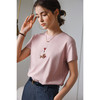 OLrain欧芮儿粉色短袖T恤女夏季2025年新款休闲百搭刺绣上衣 商品缩略图0