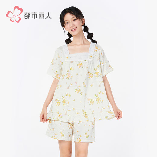 都市丽人会员精选女士软绵绵短袖套装薄软绵绵抽条短袖类LHH2H9 商品图1