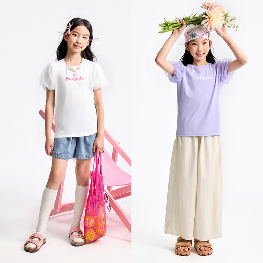 女童速干圆领短袖针织衫夏季新款安奈儿童装EG521118 商品图3