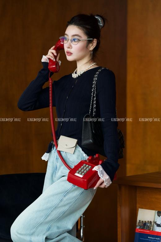 【门店同款】ENJOY春季“盐貌似糖”蕾丝花花边针织衫 161897648 商品图6