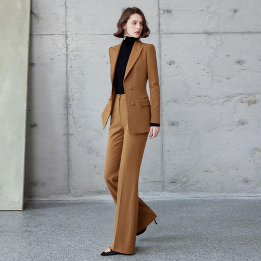 AD羊毛西装套装女2025新款气质通勤商务职业装人字纹西服正装 商品图2