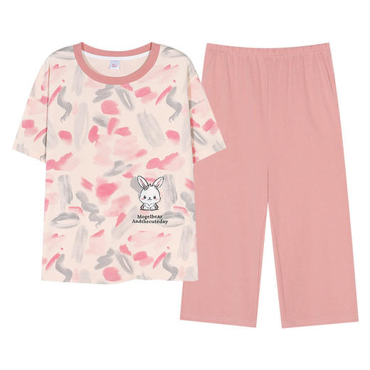 夏季纯棉睡衣女士短袖七分裤套装可爱卡通学生宽松可出门家居服    JL-YS6601/YS6602 商品图4