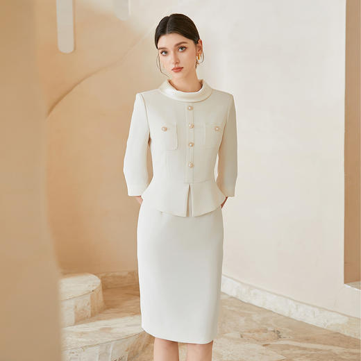 艾尚臣假两件连衣裙女2025新款气质名媛女神范圆领正式场合职业装 商品图1