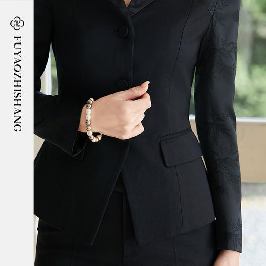 FUYAO扶摇 国风提花时尚套装女2025早春新款长袖西装【定制款不退换】 商品图2