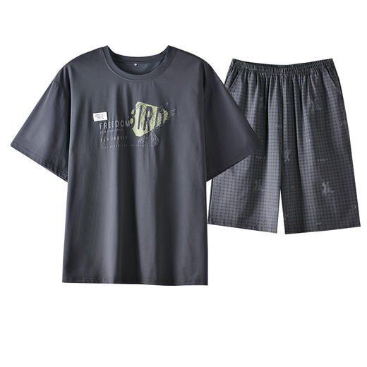 夏季纯棉短袖短裤男士睡衣宽松休闲可外穿薄款家居服爽棉套装新款     JL-5510 商品图4