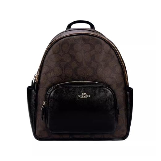 【品牌授权】【礼盒礼袋 】COACH蔻驰老花5671新款花双肩包Court系列奥莱中号PVC配皮双肩背包（尺寸约长27宽13高36cm） 商品图2