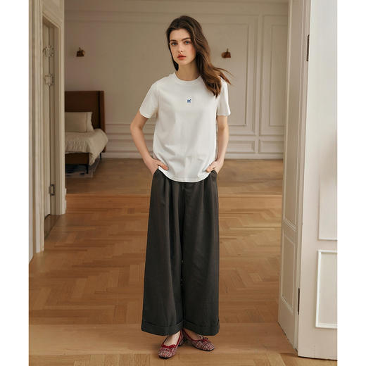 OLrain欧芮儿2025夏季新款简约百搭T恤针织宽松短袖白色女上衣 商品图3