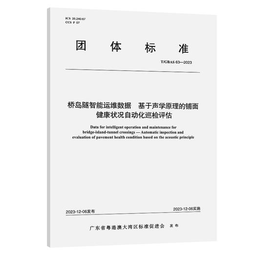 桥岛隧智能运维数据 基于声学原理的铺面健康状况自动化巡检评估T/GBAS 63—2023 商品图0