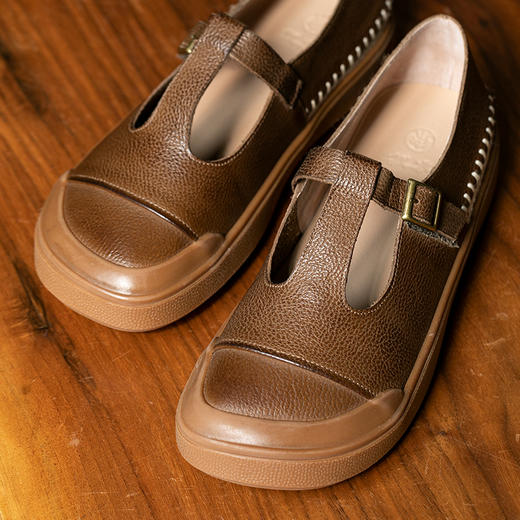 牧衣游原创 舒适百搭平底复古牛皮鞋子 絮絮【不支持会员折】 商品图0