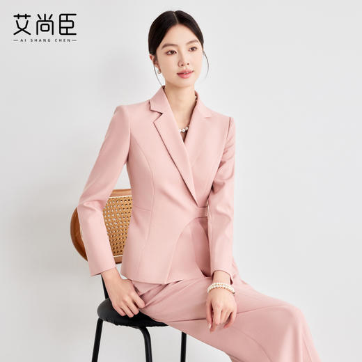 艾尚臣粉色西装外套女2025新款职业套装珠宝店酒店前台正装工作服 商品图1