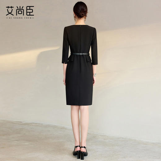 艾尚臣黑色职业连衣裙女高级感气质工装裙售楼部珠宝店工作服裙子 商品图4
