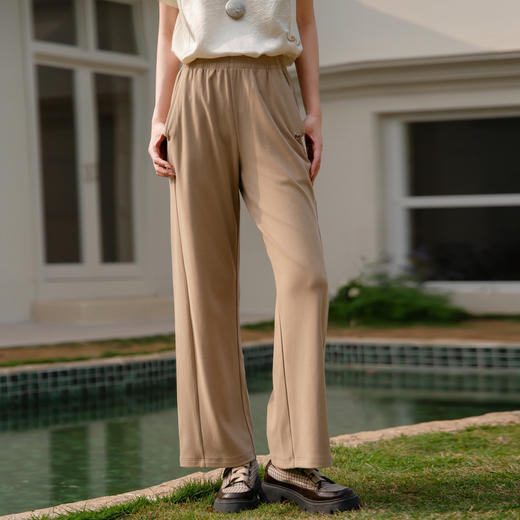 谜底阔腿裤女2025春新款简约百搭松紧腰宽松休闲裤长裤255MK5702 商品图0