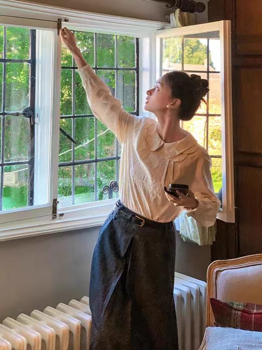 浮生八记/24D140/提花花瓣领袖重工套头花朵扣古典衬衫 商品图2