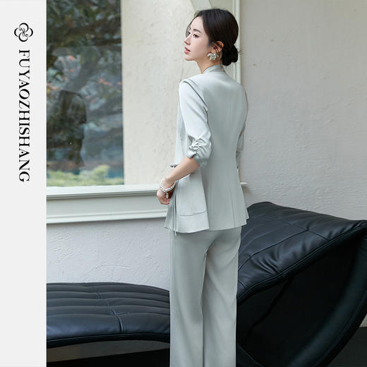 FUYAO扶摇 新中式盘扣西装两件套女2025春夏新款时尚套装国风女装 商品图4