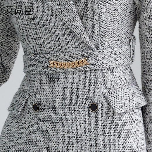 艾尚臣西装连衣裙2024秋冬新款高级感通勤中长裙气质女神范裙子厚 商品图3