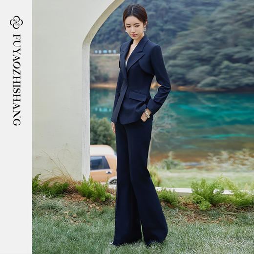 FUYAO扶摇 2025新款高级感国风西装套装女修身新中式西服两件套春 商品图2