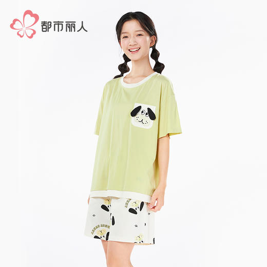 都市丽人生活家居女士无尘棉短袖套装薄单面无尘棉短袖类LHH2C8 商品图2