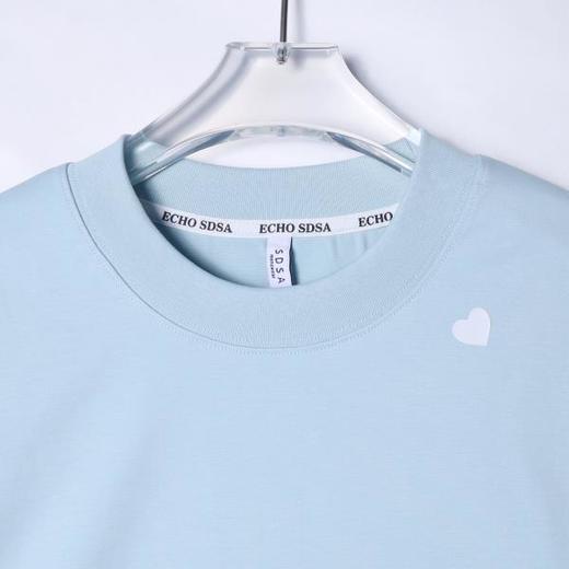 6690早春新款时尚个性重工刺绣袖边爱心印花圆领短袖T恤百搭休闲上衣 商品图2