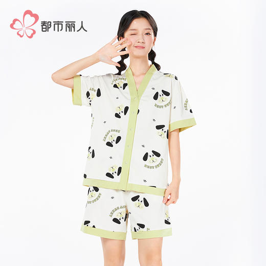 都市丽人生活家居女士无尘棉短袖套装薄单面无尘棉短袖类LHH1C1 商品图1