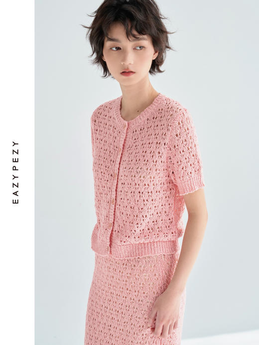 长绒棉特种纱线钩花短袖半裙套装 商品图2