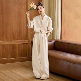 新中式休闲套装，小香风气质名媛显瘦阔腿裤两件套HR-AQHUI66620