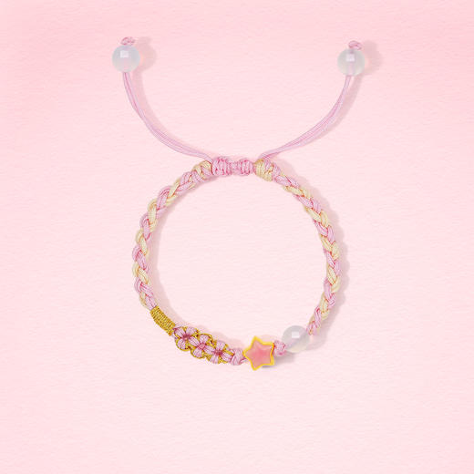 周六福黄金玉髓手绳儿童款5d硬金定价满月周岁幸运星星宝宝金饰 商品图3