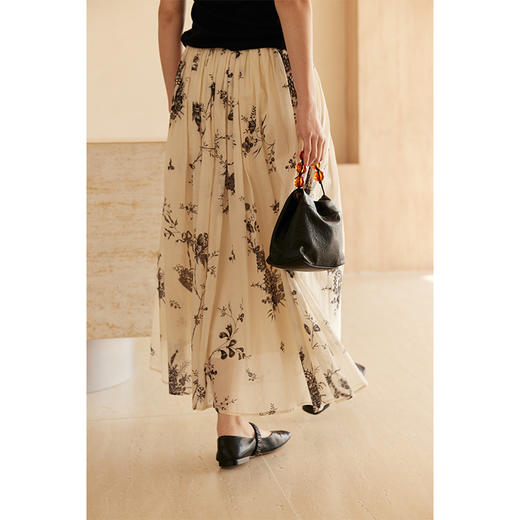 HeyDress植物印花半身裙女夏季高腰宽松A字半裙高级文艺气质裙子 商品图0