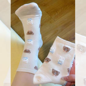 <曾小咸推荐> 可爱植绒卡通中筒袜 