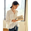 OLrain欧芮儿米杏色V领雪纺衫女春季2025年新款设计感度假风衬衣 商品缩略图1