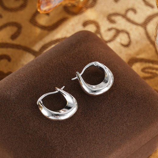 子佩集S925银【雪岭之忆】耳环【EZ-1675】纯银原创2扣环圆环2502 商品图1
