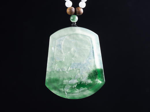 XY0007原创沉香+翡翠飘色狼牌挂件 商品图6