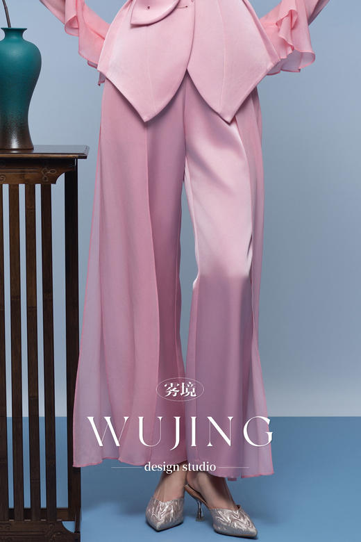 3205095 樱樱桃夭 进口醋酸缎/韩国进口水晶人丝裤子 雾境 商品图0