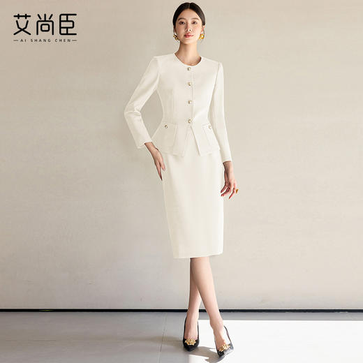 艾尚臣小香风套装女春季新款高级感正式场合时尚外套半身裙两件套 商品图3